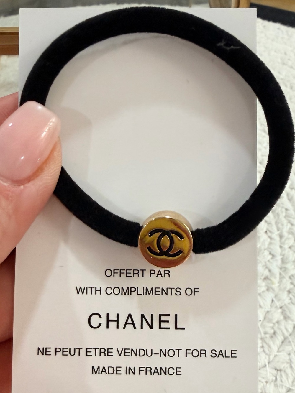 New ✨ Black Velvet Elastic Hair Tie with Gold CC Hardware ❣️❣️